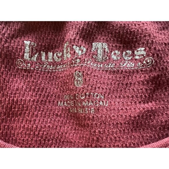 Y2K Lucky Tees maroon thermal silver beaded peace yoga graphic S festival - Picture 4 of 9